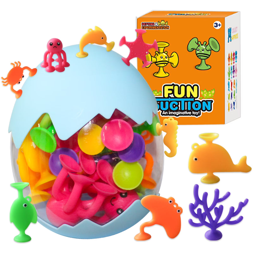 Bath Toys for Toddlers 1-3 - Suction Sensory Toys - Silicone Ocean Animal Cup Toys - Learning Toys for 3-6 Year Old Boys Girls