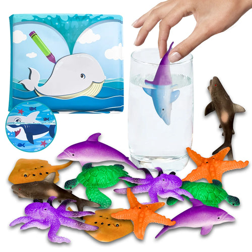 13 Pack Bath Toys, Color Changing Mold Free Bath Toys for Toddlers Ages 3 4 5 6 7 8 Years, Sea Creatures Themed Party Supplies, Goodie Bag Fillers