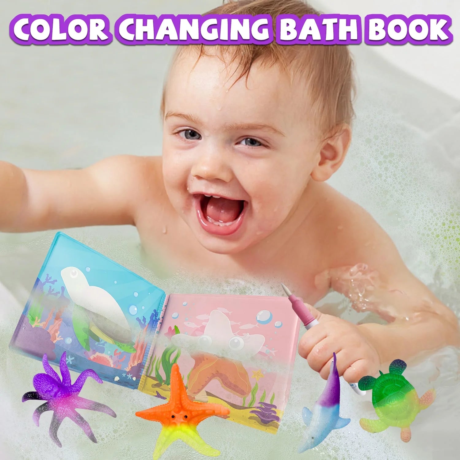 13 Pack Bath Toys, Color Changing Mold Free Bath Toys for Toddlers Ages 3 4 5 6 7 8 Years, Sea Creatures Themed Party Supplies, Goodie Bag Fillers