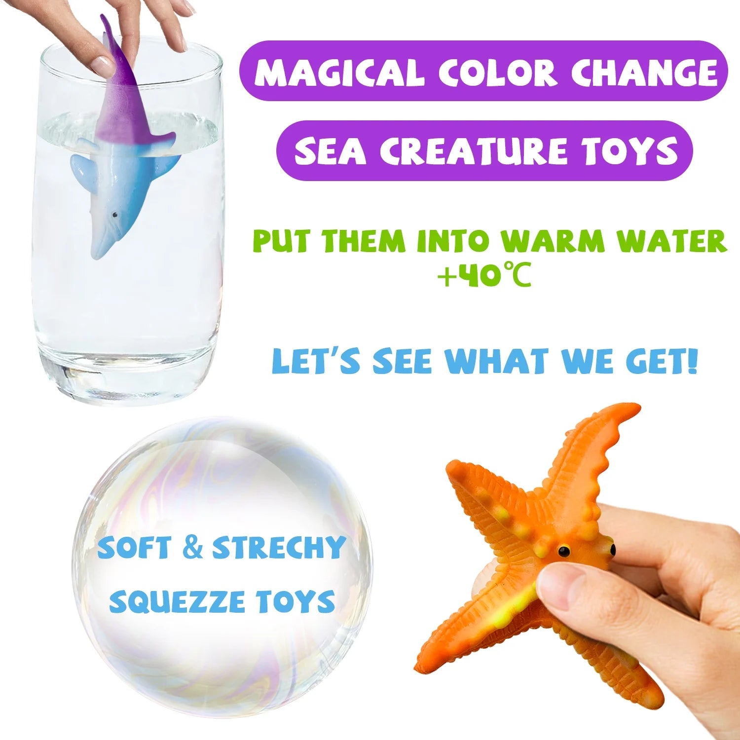 13 Pack Bath Toys, Color Changing Mold Free Bath Toys for Toddlers Ages 3 4 5 6 7 8 Years, Sea Creatures Themed Party Supplies, Goodie Bag Fillers