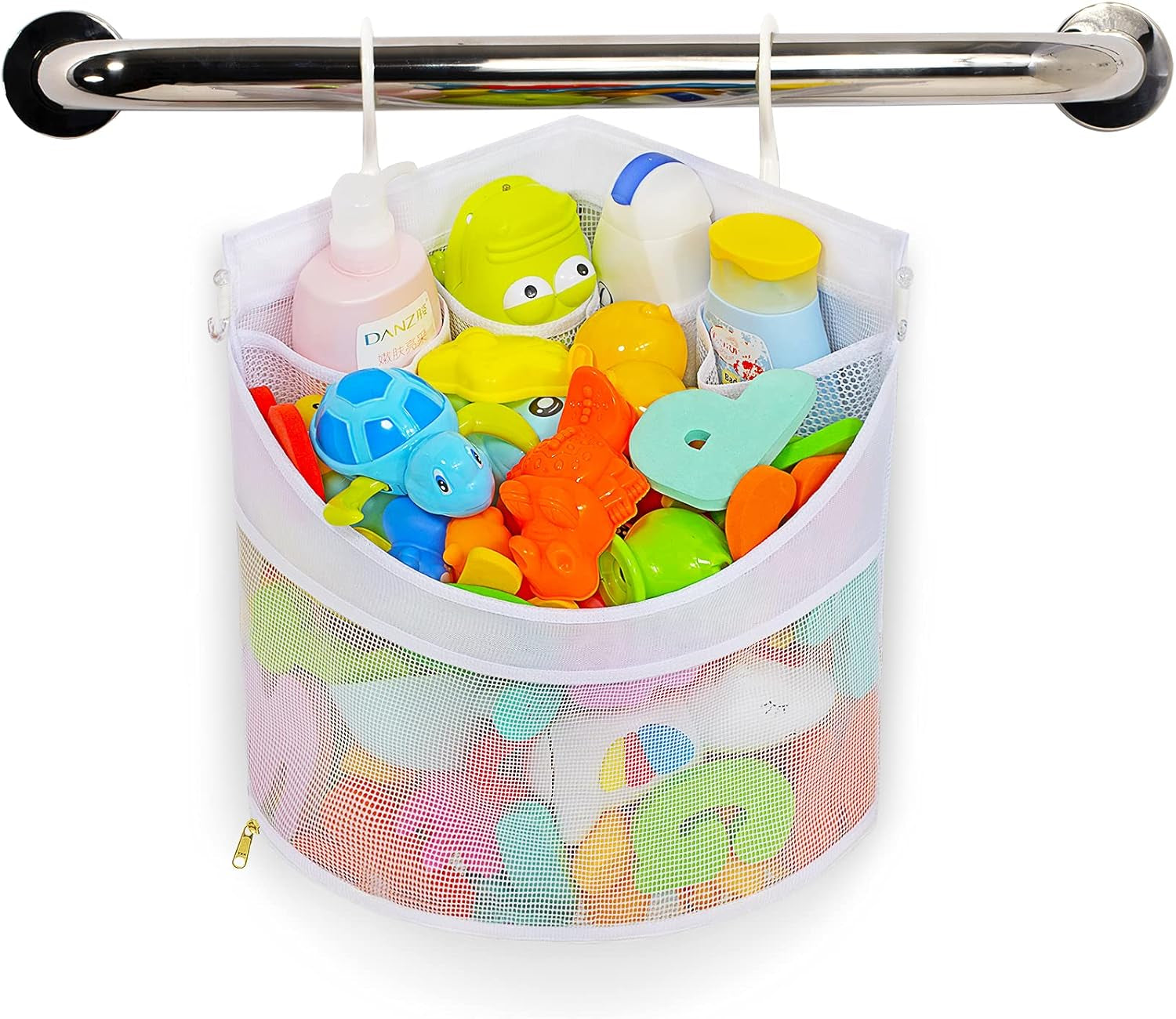 Baby Bath Toy Organizer, Quick Drying and Mould Proof, Corner Hang-Suspension Holder, Large Capacity Multi Use Shower Caddy (White)
