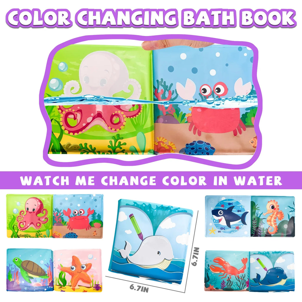 13 Pack Bath Toys, Color Changing Mold Free Bath Toys for Toddlers Ages 3 4 5 6 7 8 Years, Sea Creatures Themed Party Supplies, Goodie Bag Fillers
